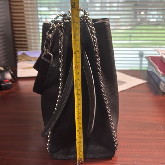 Michael Kors Black Leather Chain Tote Bag - Picture 13 of 16